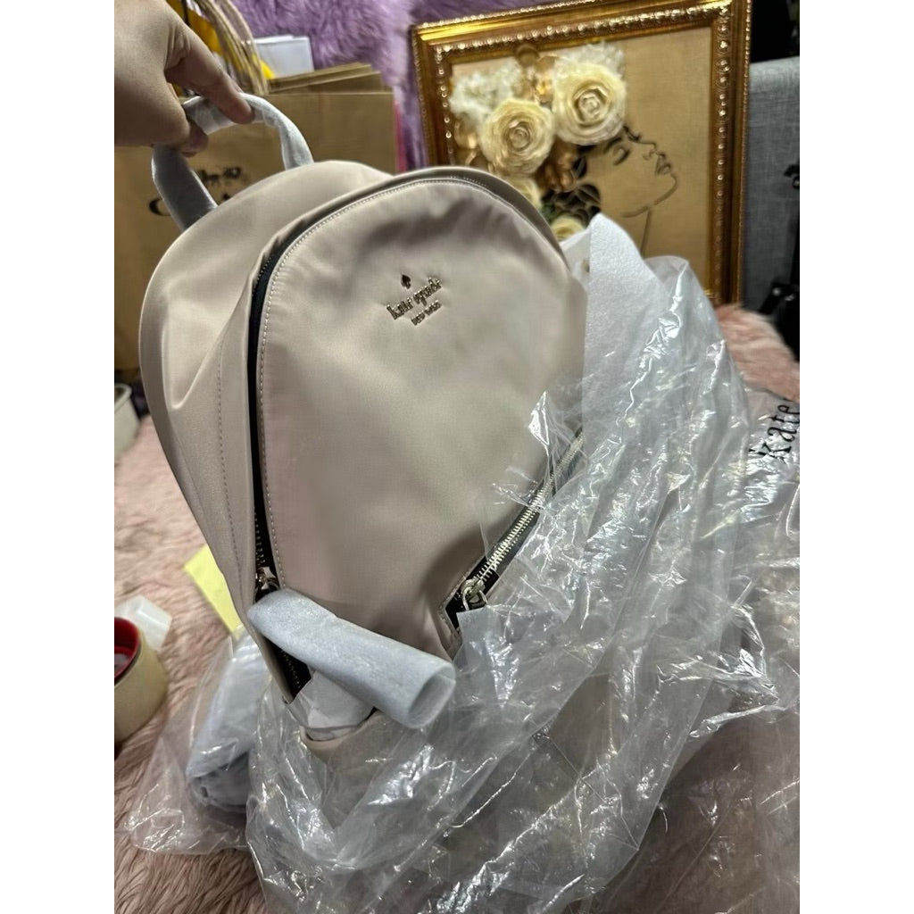 ORIG & IMPORTED KS Chelsea Medium Large Backpack Nylon Bag in Warm Beige