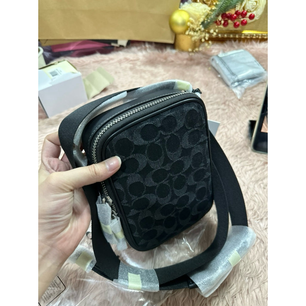ORIG & IMPORTED CCH Stanton Crossbody Men Small Bag In Signature Jacquard - Silver/Black