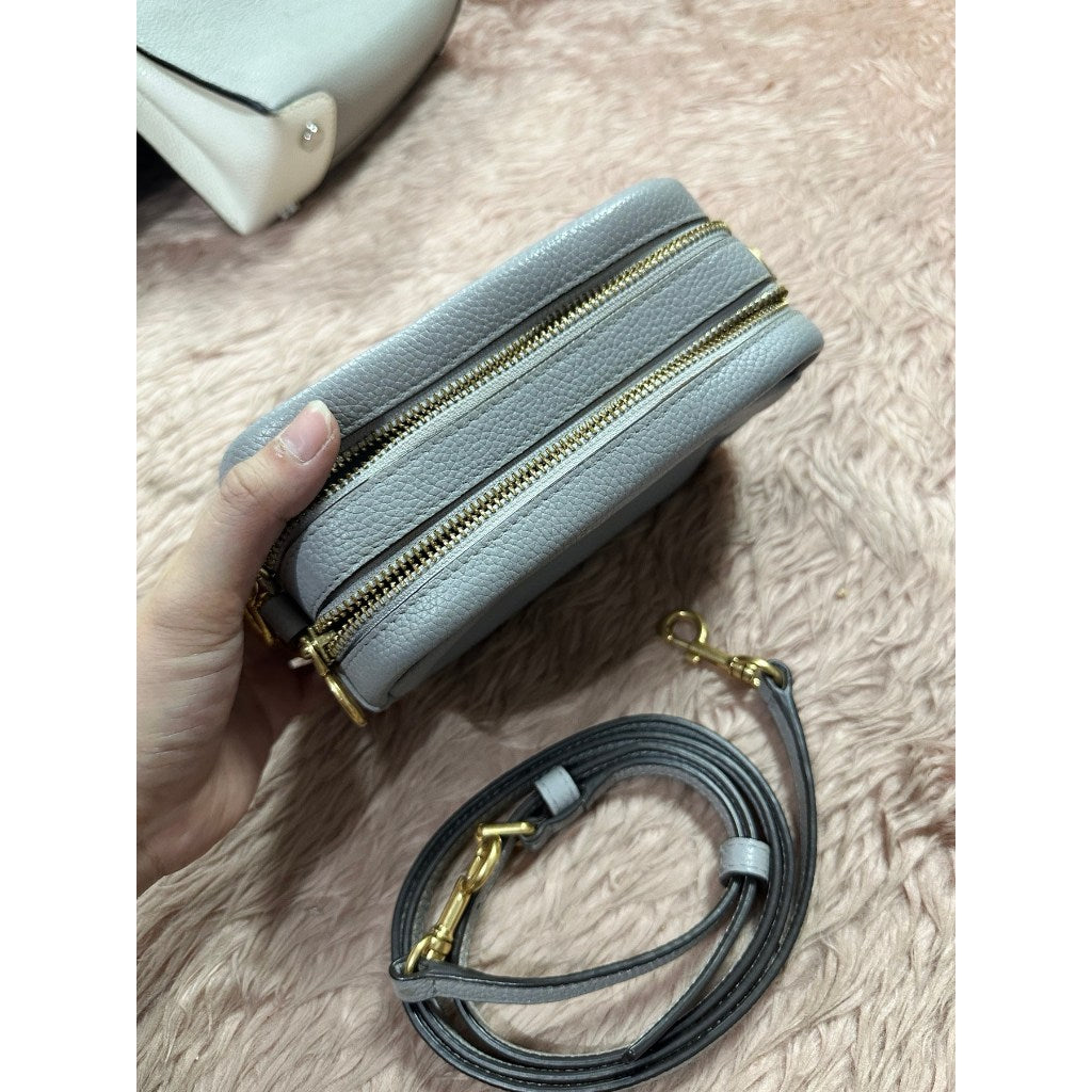 ORIG Preloved Tory Burch Perry Bombe Mini Bag Gray