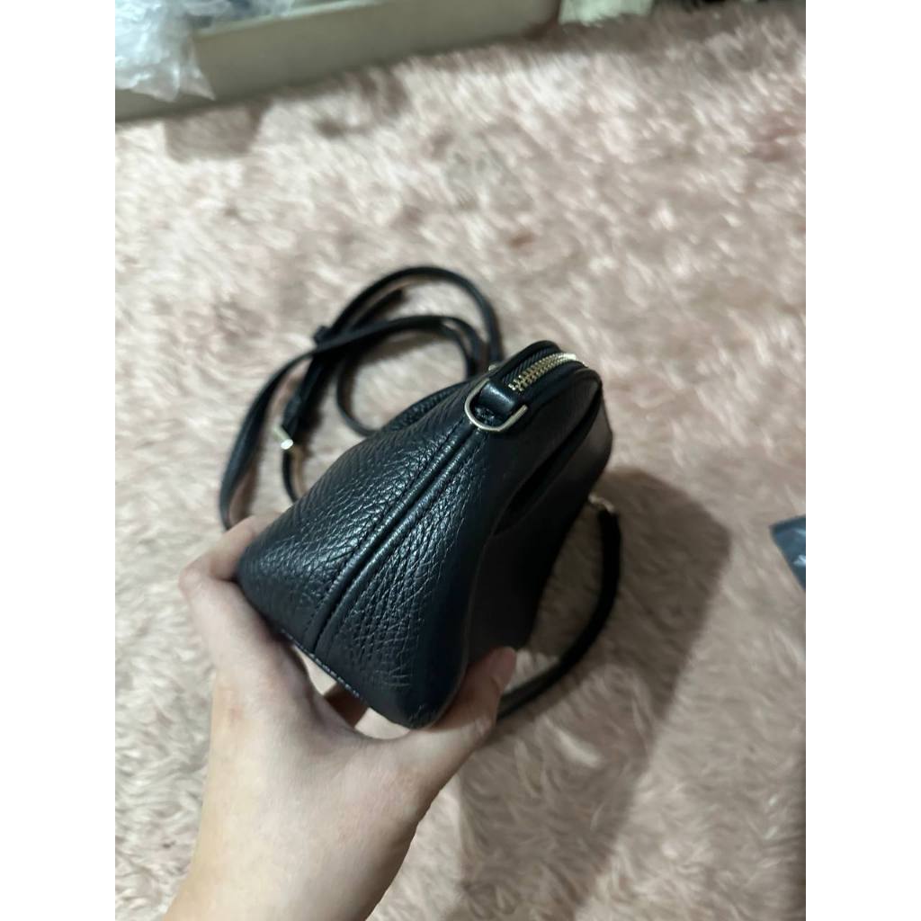 ORIG Preloved KS Dumpling Pebble Leather Convertible Mini Bag Wristlet Black