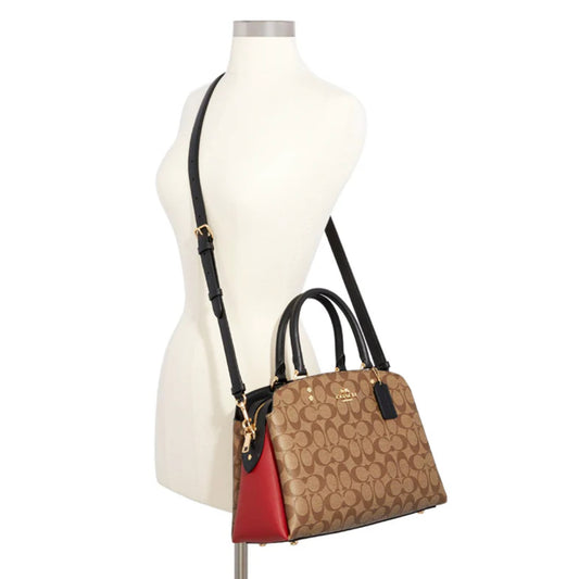 ORIG Preloved CCH Lillie Carryall In Colorblock Signature Canvas Brown Satchel Bag