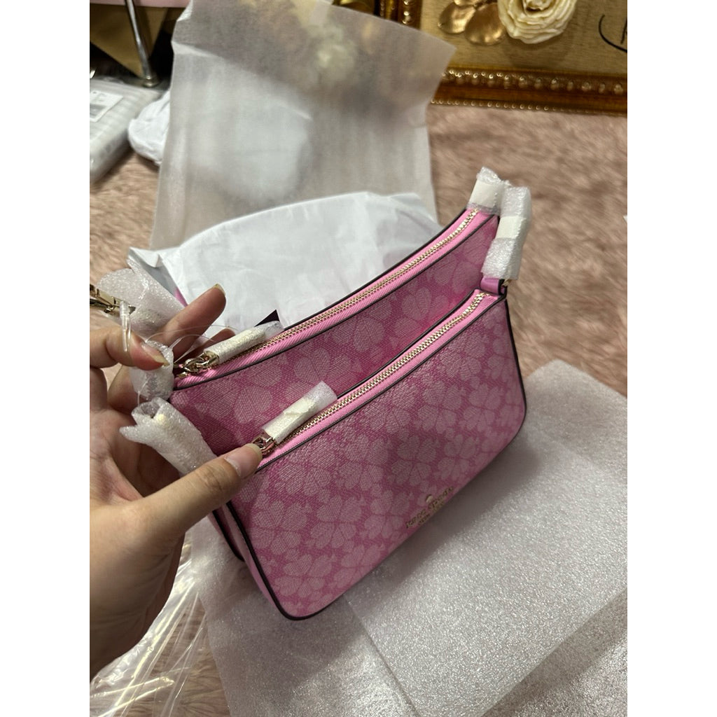 AUTHENTIC/ORIGINAL KS Spade Flower Small Dual Crossbody Bag Pink