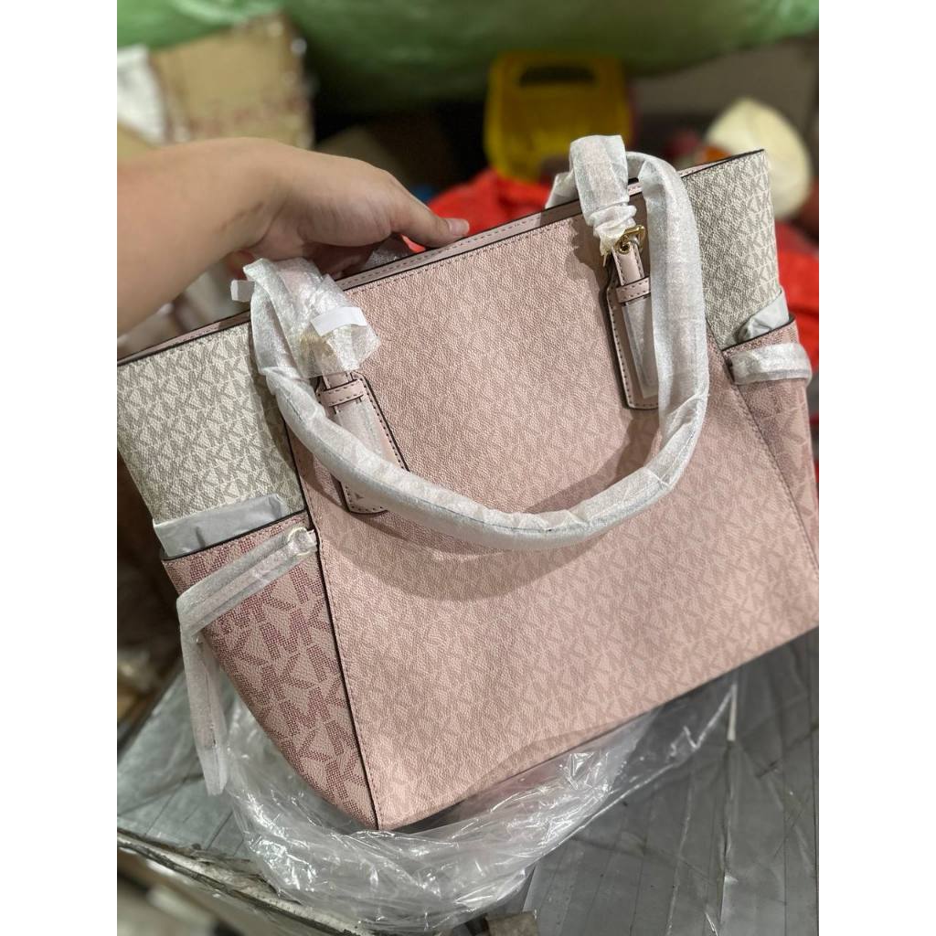 ORIG & IMPORTED MK Voyager Large Signature Logo Tote Bag Pink