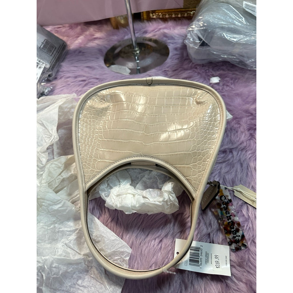 ORIG & IMPORTED CCH Retail Ergo Bag In Croc Embossed Coachtopia Leather Cream white bag