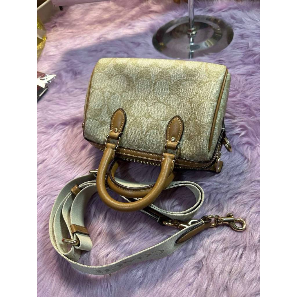 ORIG Preloved CCH Mini Rowan Crossbody Bag With Stripe Light Brown/White