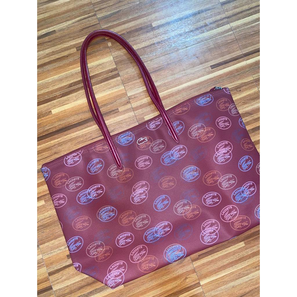 ORIG Preloved LCT L.12.12 Concept Large All Over Print Shopping Red Tote Bag