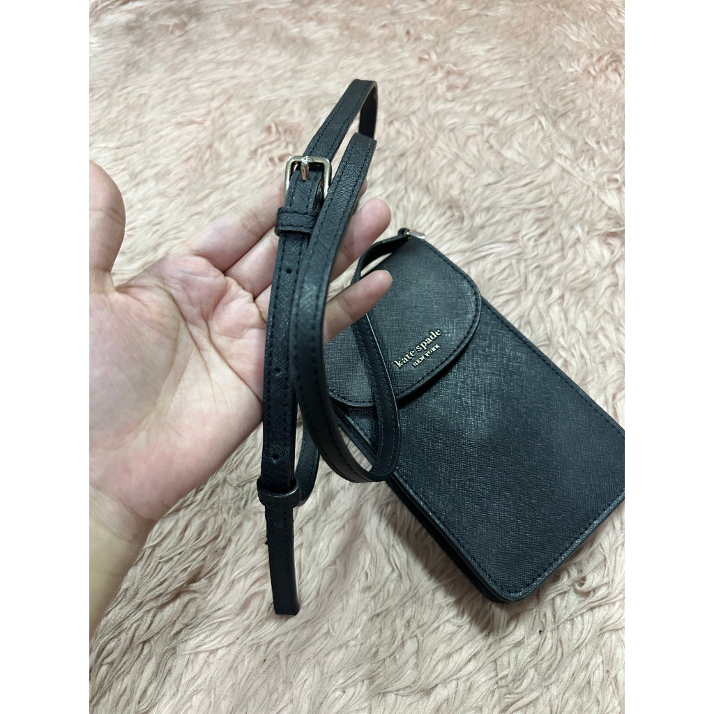 ORIG Preloved KS Cameron North South Flap Phone Crossbody Small Black Bag