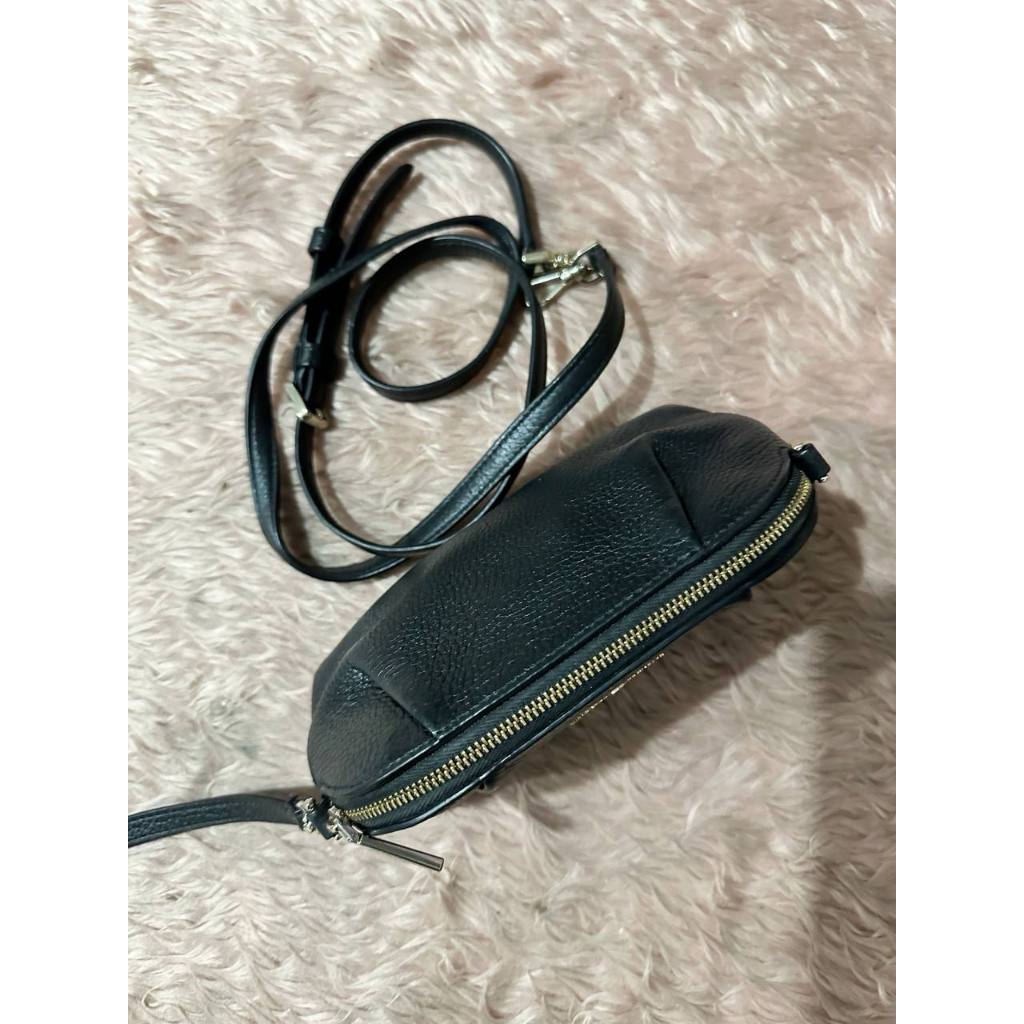 ORIG Preloved KS Dumpling Pebble Leather Convertible Mini Bag Wristlet Black