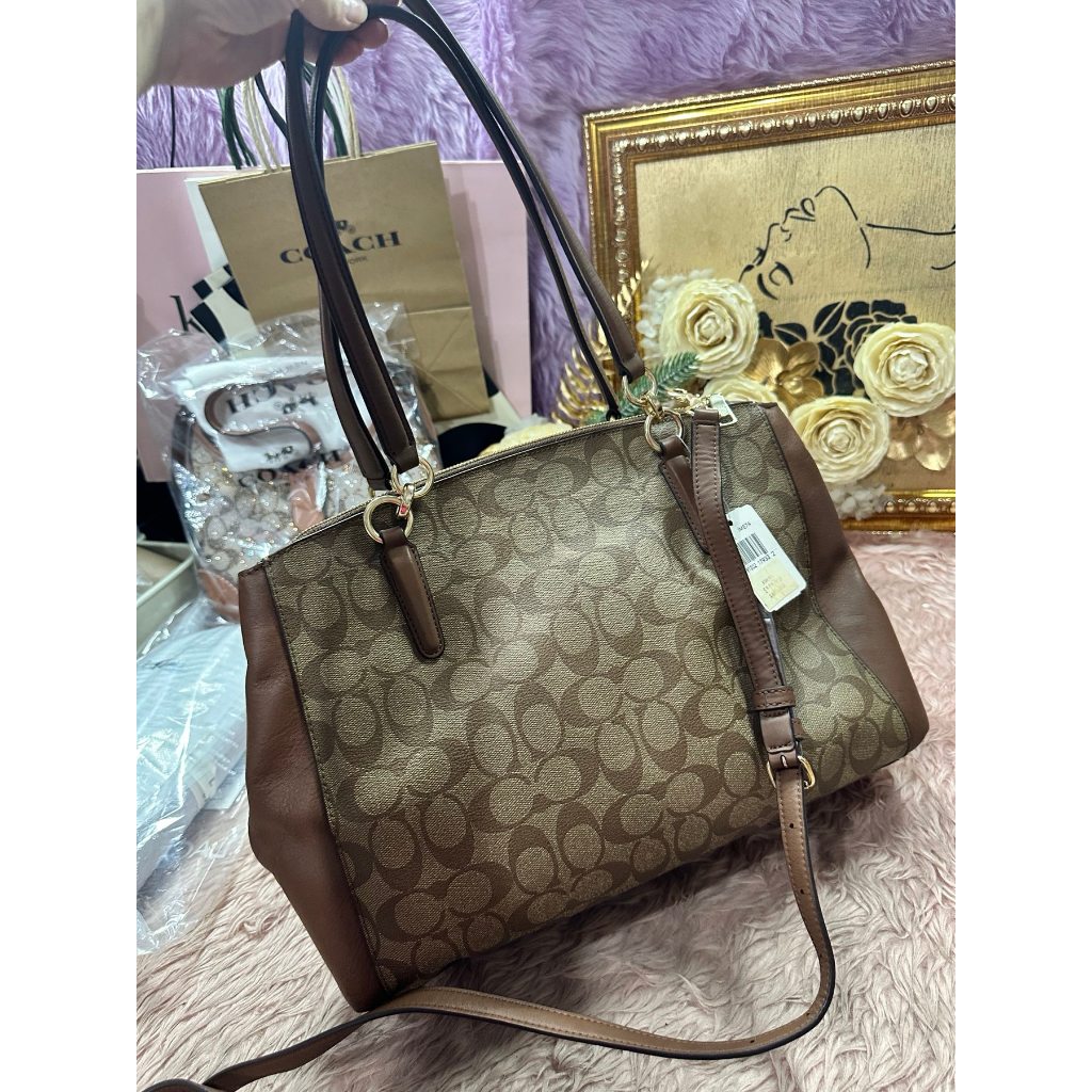ORIG Preloved CCH CHRISTIE CARRYALL KHAKI LARGE TOTE SATCHEL BROWN BAG
