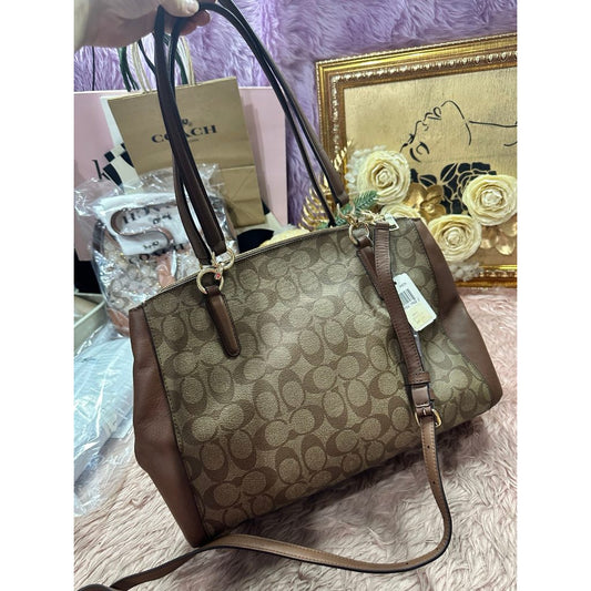 ORIG Preloved CCH CHRISTIE CARRYALL KHAKI LARGE TOTE SATCHEL BROWN BAG