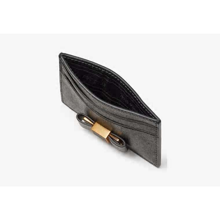 ORIG & IMPORTED KS Morgan Bow Embellished Cardholder Black Card Wallet