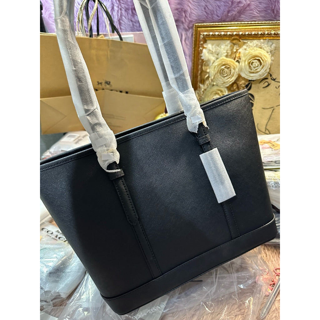 ORIG & IMPORTED MK Jet Set Travel Small Saffiano Leather Top-Zip Tote Bag Black