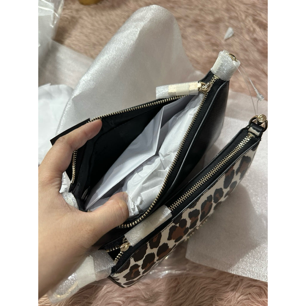 AUTHENTIC/ORIGINAL KS Duet Leopard Small Crossbody Black Dual Bag