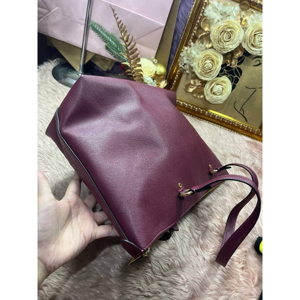 ORIG Preloved CCH Crossgrain Leather Gallery Tote Pink Fuchsia Bag