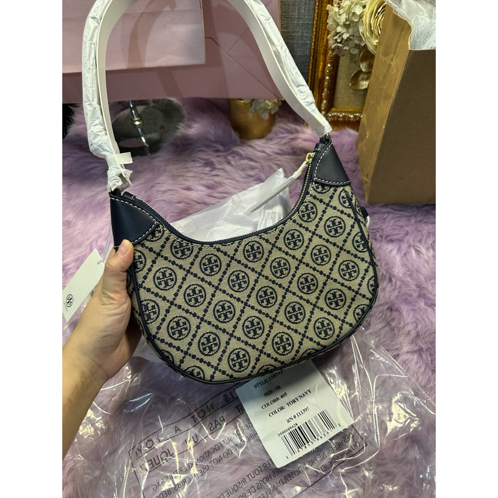 ORIG & IMPORTED TB T Monogram Crescent shoulder bag Blue