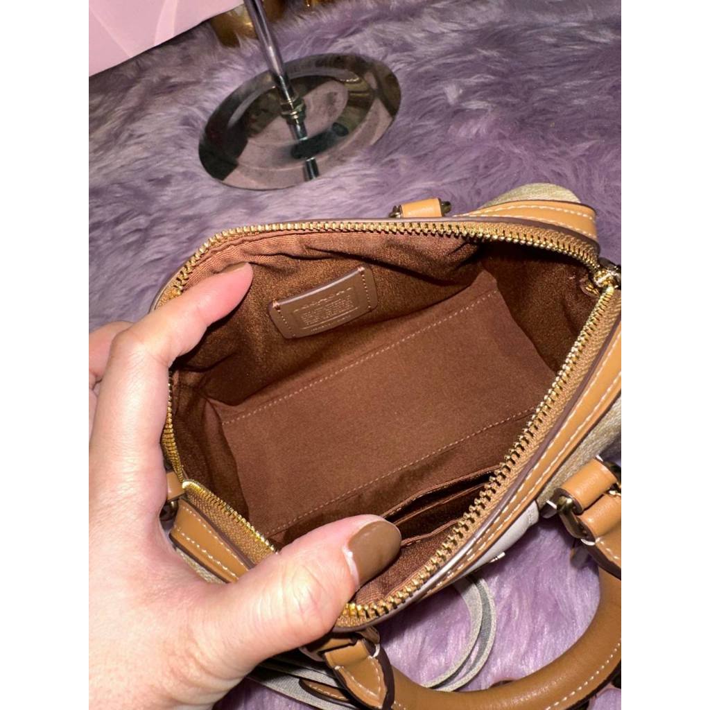 ORIG Preloved CCH Mini Rowan Crossbody Bag With Stripe Light Brown/White