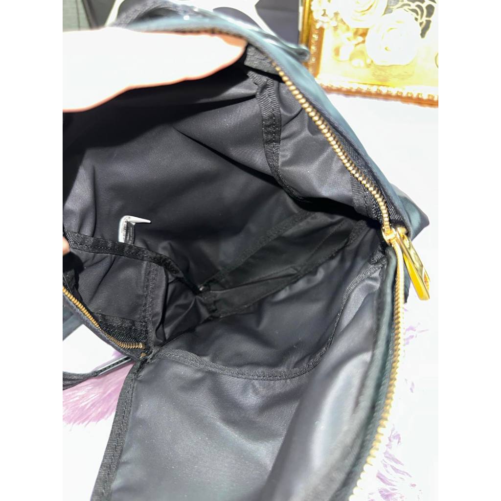 ORIG Preloved MJ Black Nylon Varsity Small Black Backpack Bag