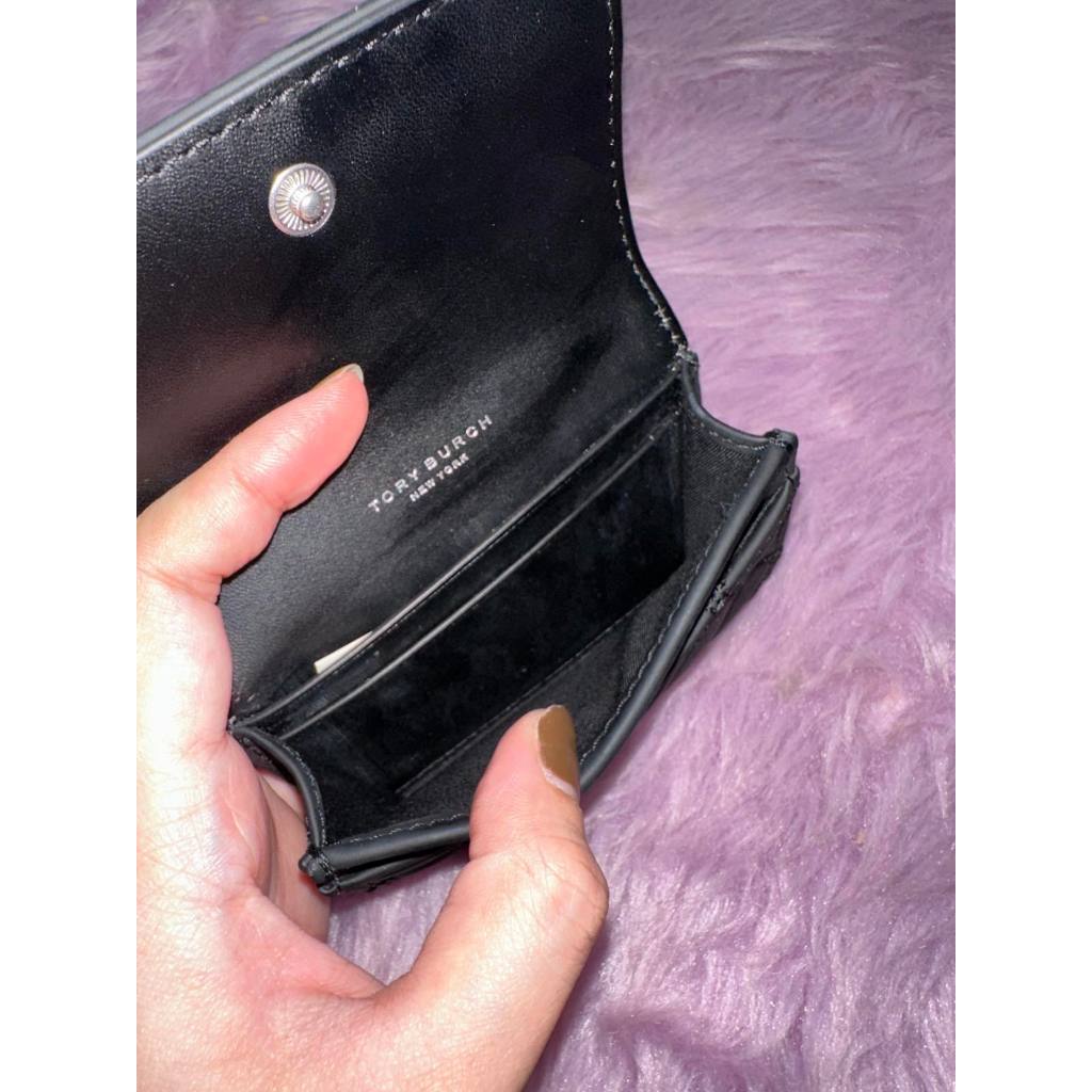 ORIG Preloved TB Willa Matte Card Case Small Black Wallet
