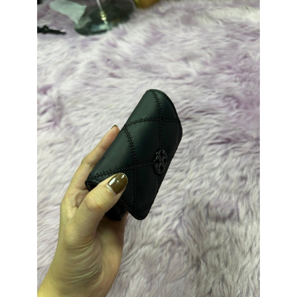 ORIG Preloved TB Willa Matte Card Case Small Black Wallet