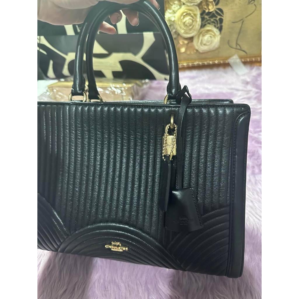 ORIG Preloved CCH  RARE Zoe Carryall Quilted Black Satchel Bag