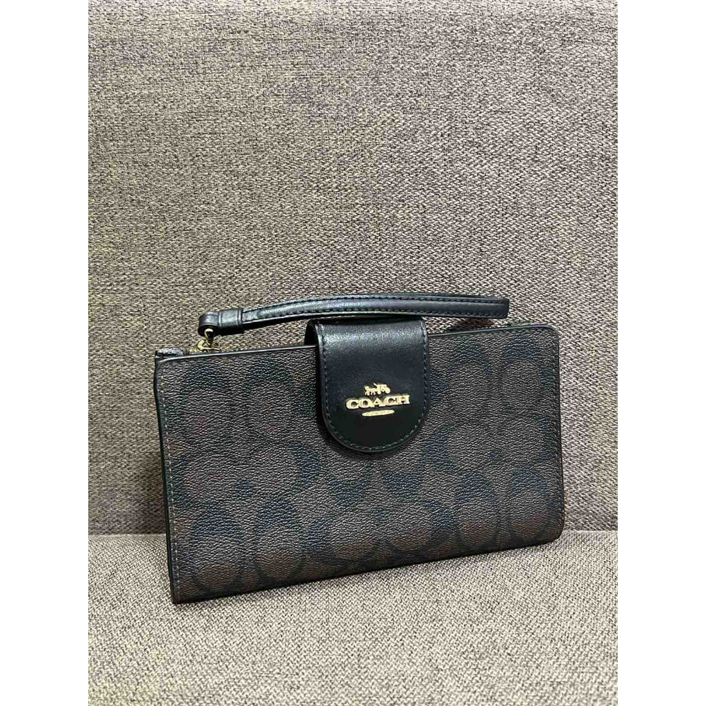 ORIG Preloved CCH Phone Long Wallet In Signature Canvas Brown