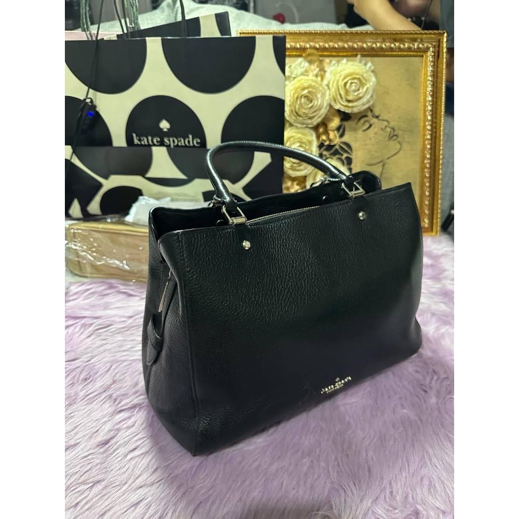 ORIG Preloved KS Leila Triple Compartment Satchel Crossbody Bag Black