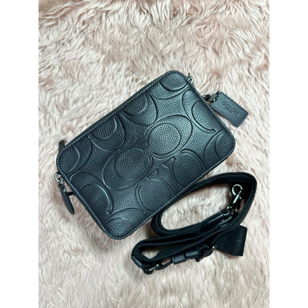 ORIG & IMPORTED CCH Charter Crossbody Small Men Black Bag 19 In Maxi Signature Leather