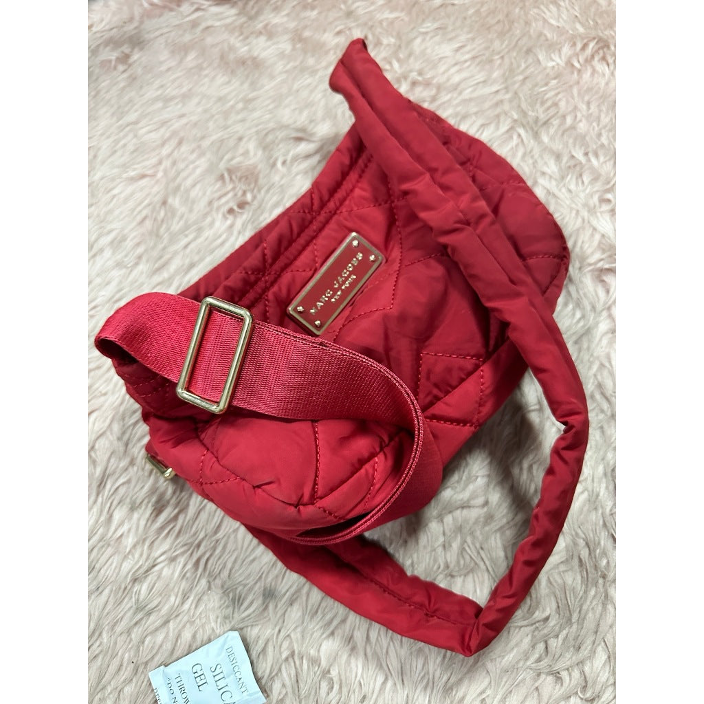ORIG Preloved MJ Quilted Nylon Crossbody Small Bag in Cherry Red