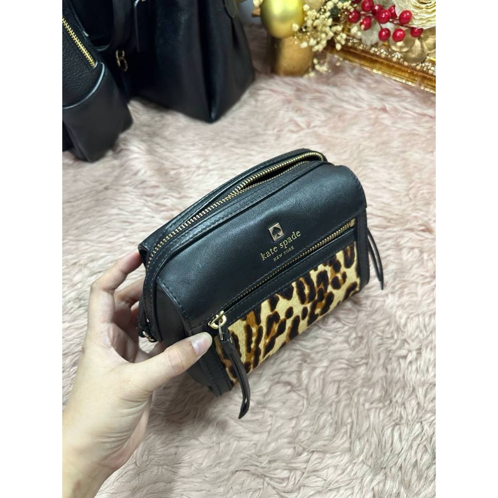 ORIG Preloved KS Mini Duffle Leopard Small Black Bag