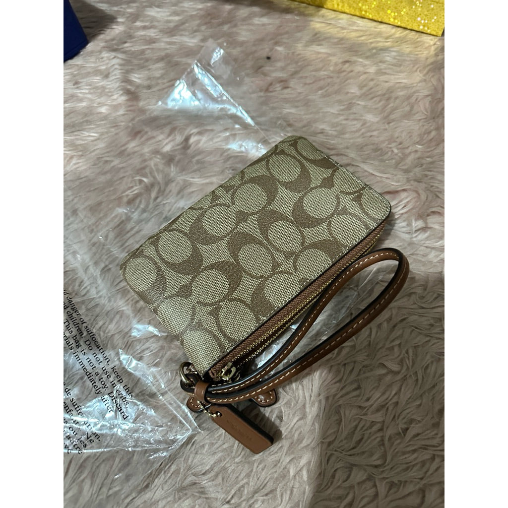 ORIG & IMPORTED CCH Khaki Saddle Brown Medium Double Zip Wristlet Wallet