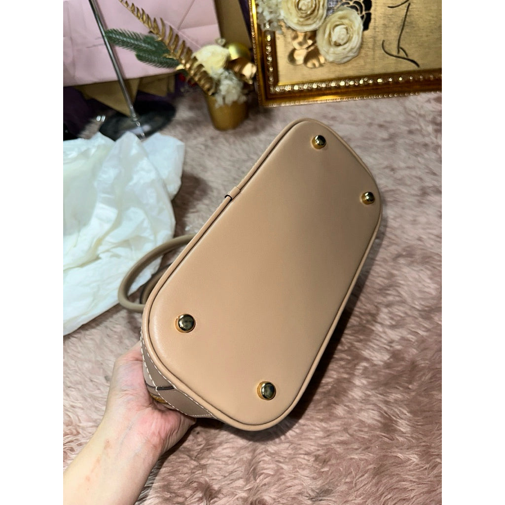 AUTHENTIC/ORIGINAL CCH Sabrina Satchel Bag In Colorblock Beige Taupe