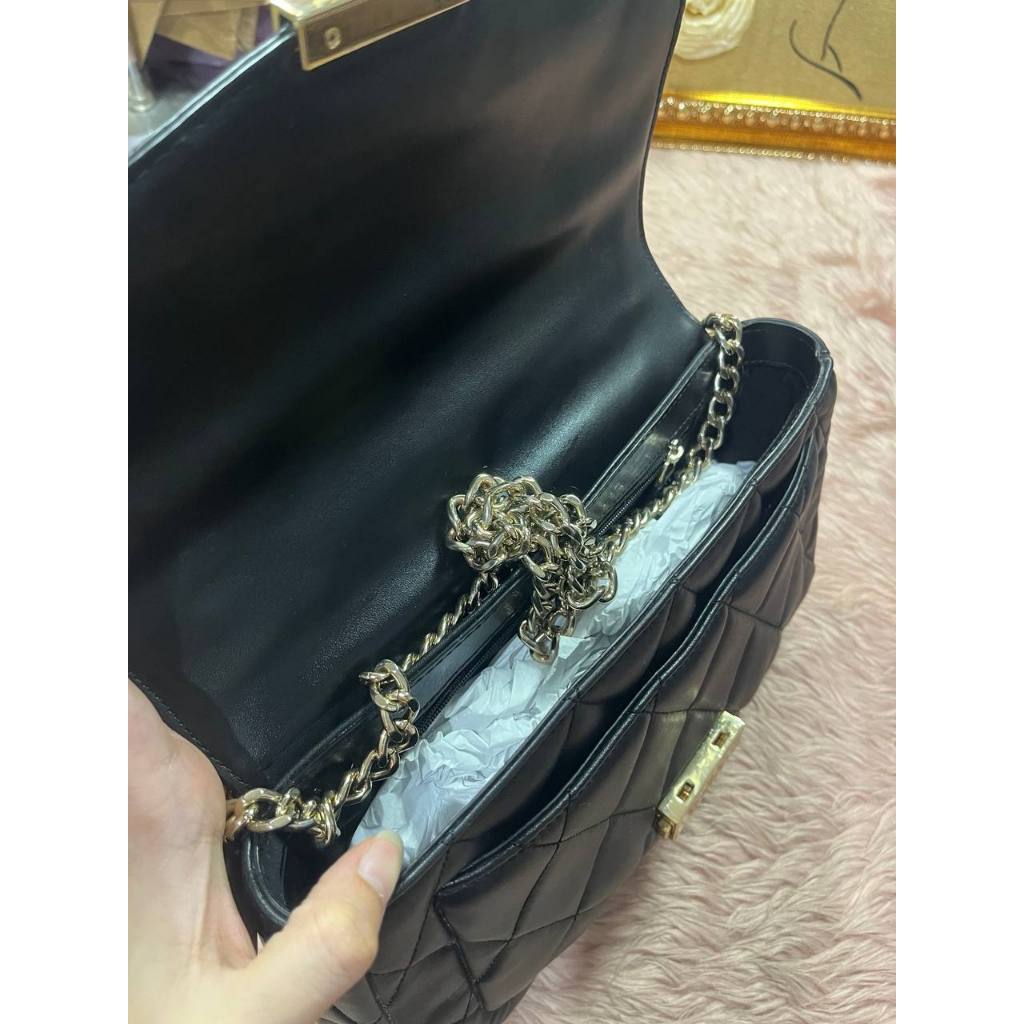 ORIG Preloved KS Carey Medium Flap Shoulder Quilted Black Bag