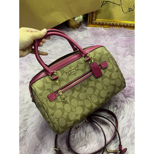 ORIG Preloved CCH Rowan Satchel Signature Khaki Dark Fuchsia Pink Bag