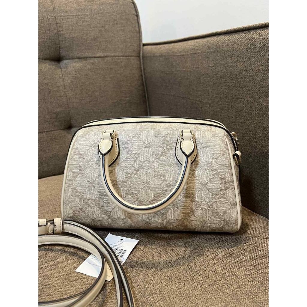 ORIG Preloved KS Flower Medium Dolly Duffle Crossbody Beige Bag