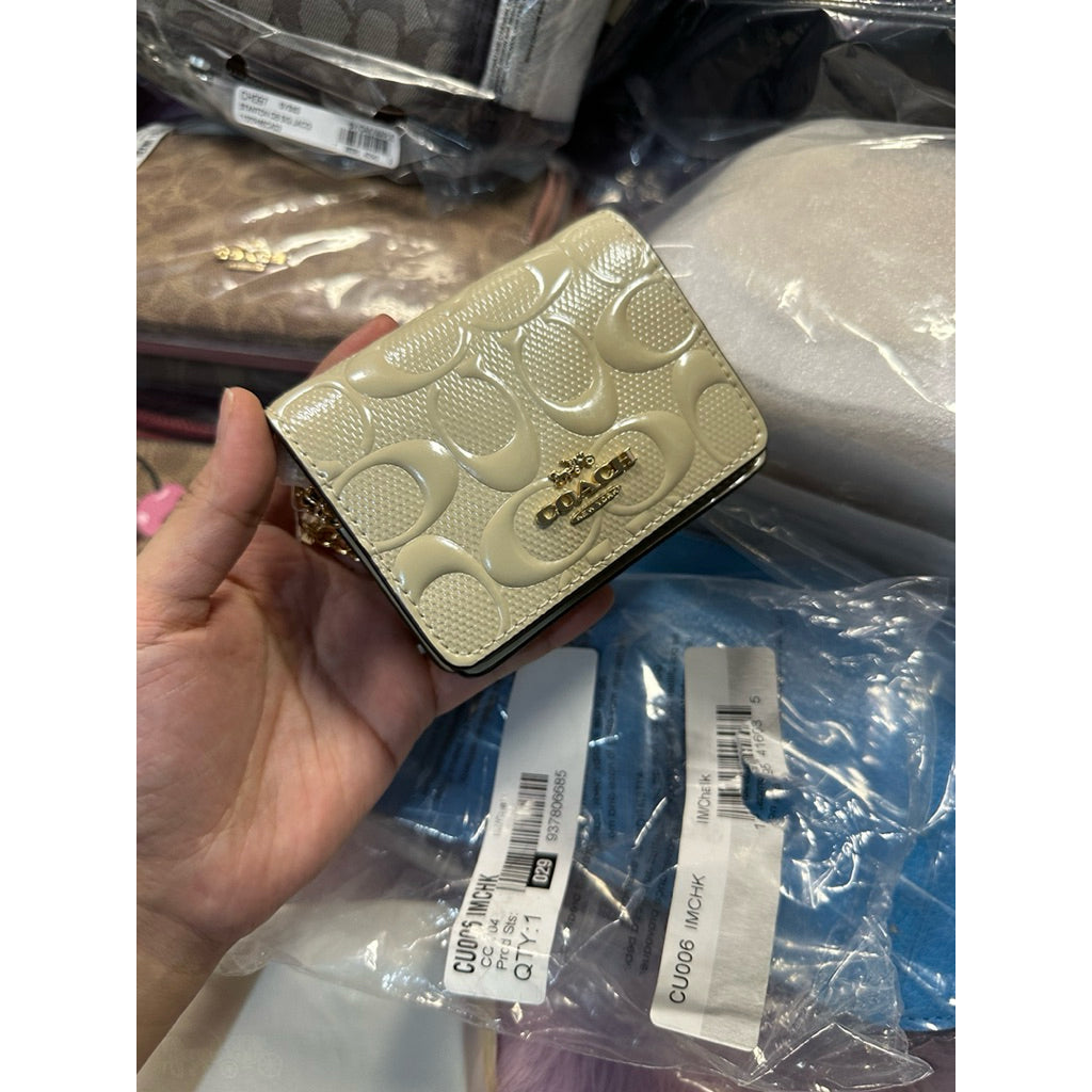 AUTHENTIC/ORIGINAL CCH Mini Wallet On A Chain In Signature Leather White Micro Bag