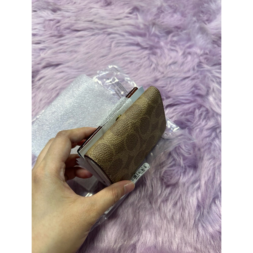 AUTHENTIC/ORIGINAL CCH Essential Mini Trifold Wallet In Signature Canvas Brown