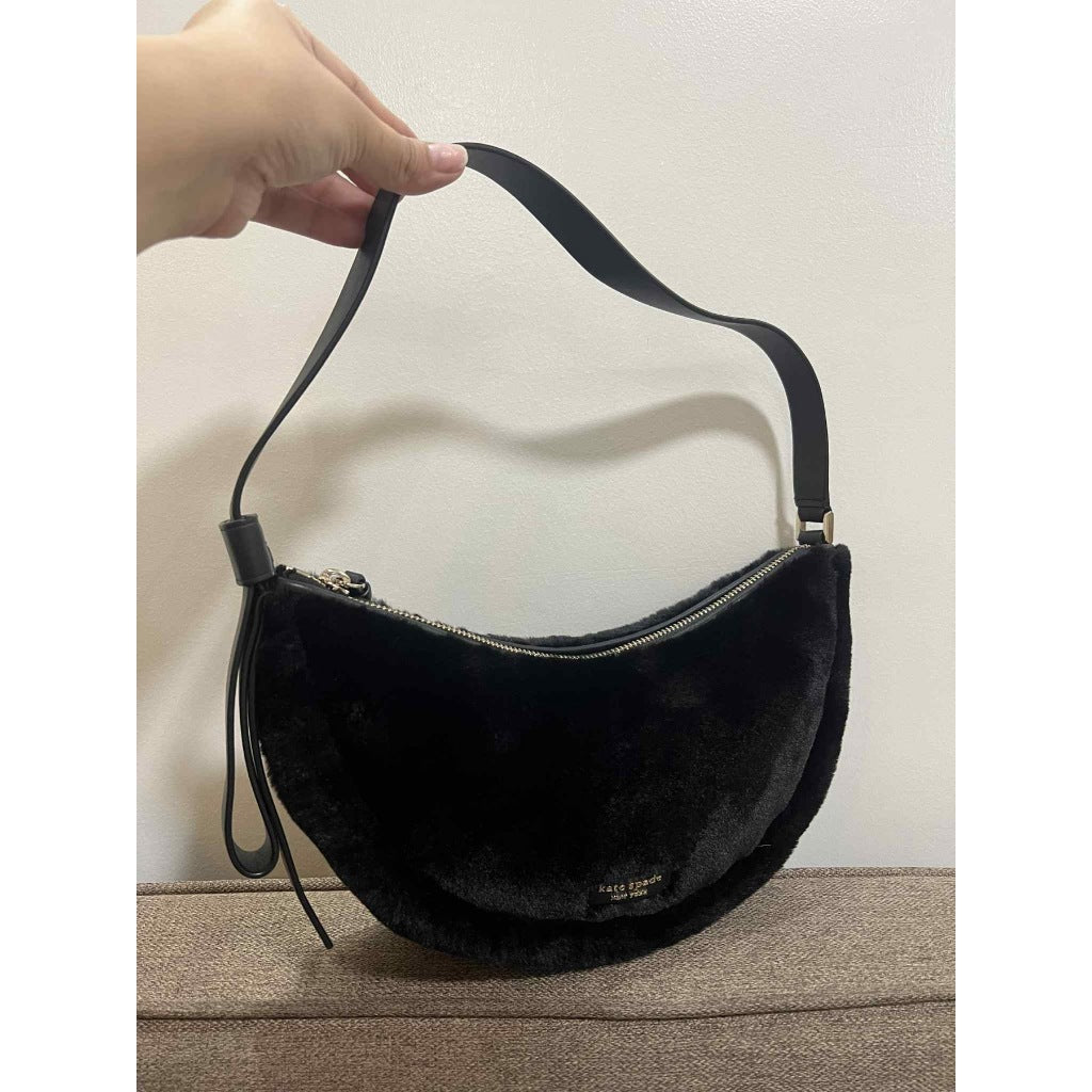 ORIG Preloved KS Smile Faux-fur Small Shoulder Bag Black