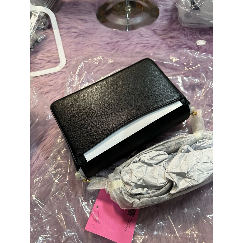 ORIG & IMPORTED KS Morgan Bow Embellished Flap Chain Wallet Small Black Bag