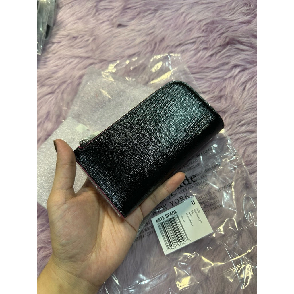 ORIG & IMPORTED KS Devin Glitter Edge Small Slim Bifold Wallet Black