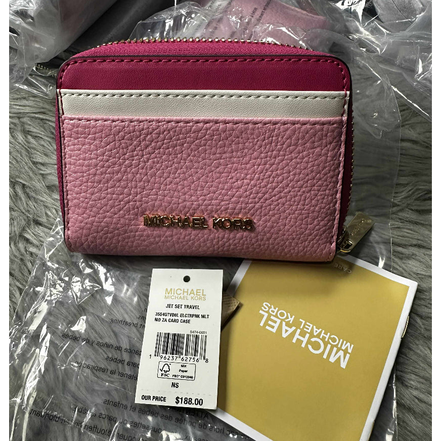 ORIG & IMPORTED MK Jet Set Travel Zip Around Card Case Small Coin Card Wallet