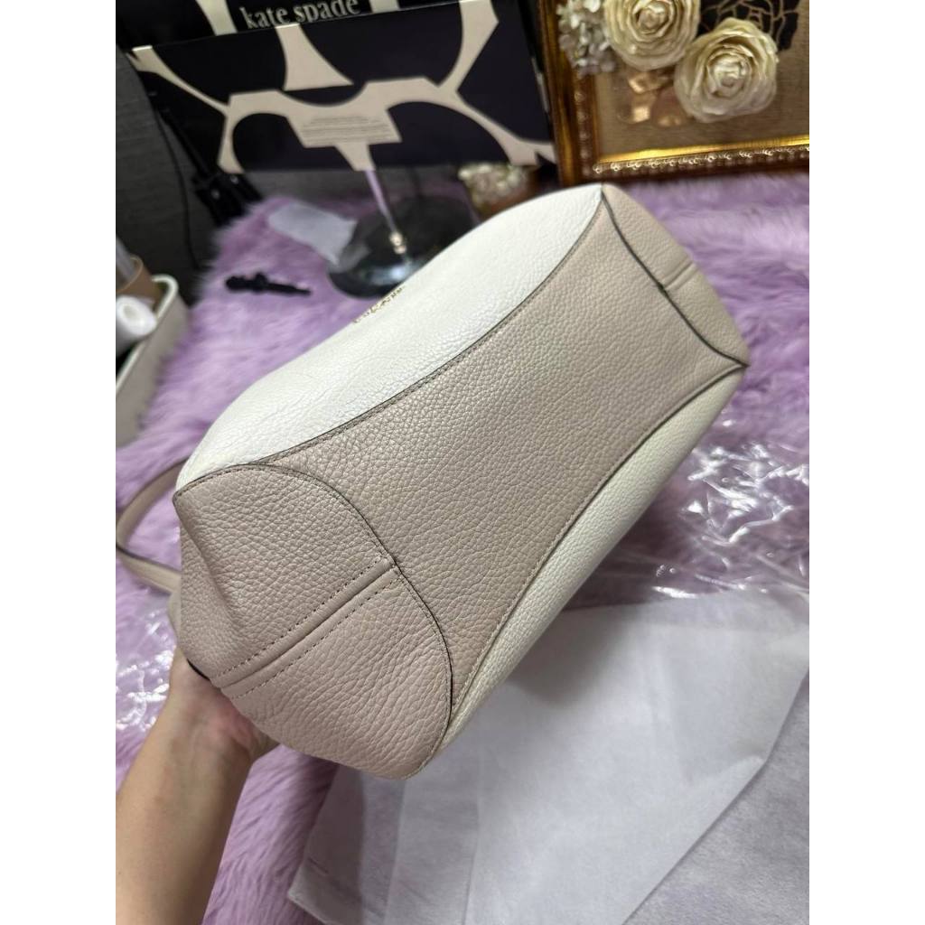 ORIG Preloved KS Leila Medium Triple Compartment Shoulder Bag Beige Brown