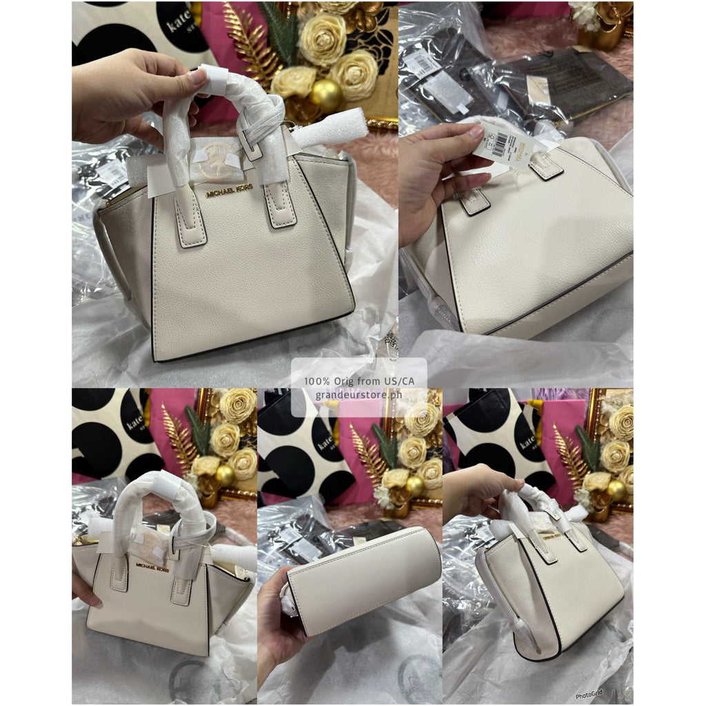 ORIG & IMPORTED MK Avril Extra-Small Leather and Suede Satchel Black Brown White Small Bag