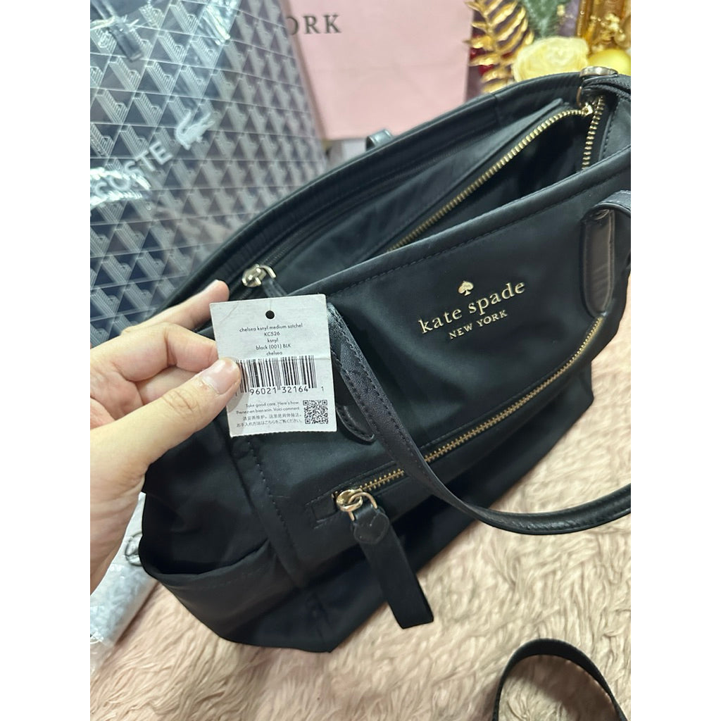ORIG Preloved KS Chelsea Medium Satchel Nylon Bag - Black