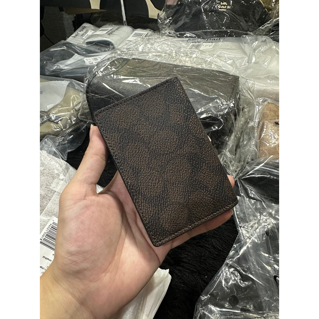 ORIG & IMPORTED CCH Business Card Case Signature Canvas Small Flap Brown Wallet