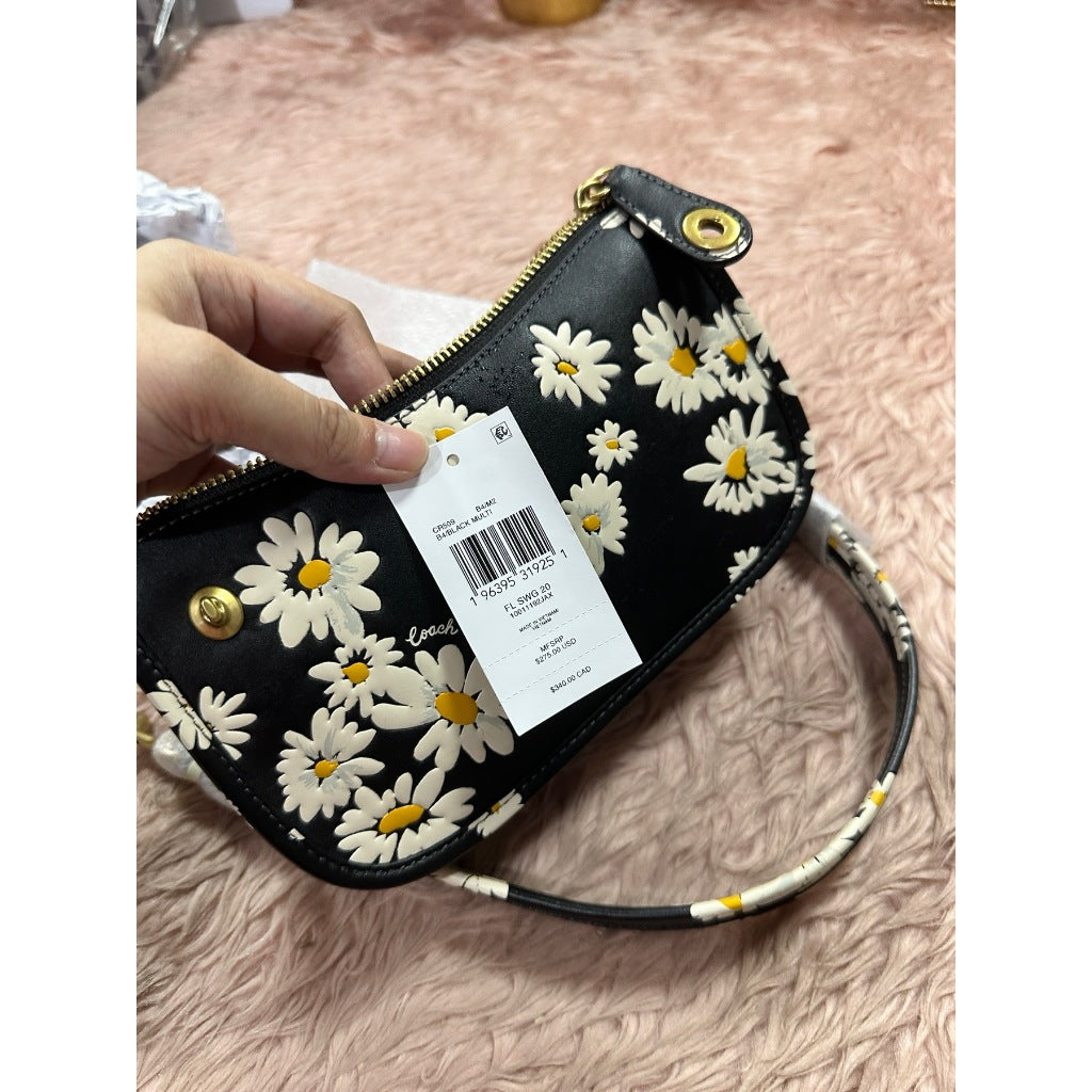 ORIG & IMPORTED CCH Swinger Bag 20 With Floral Print Small Black Bag