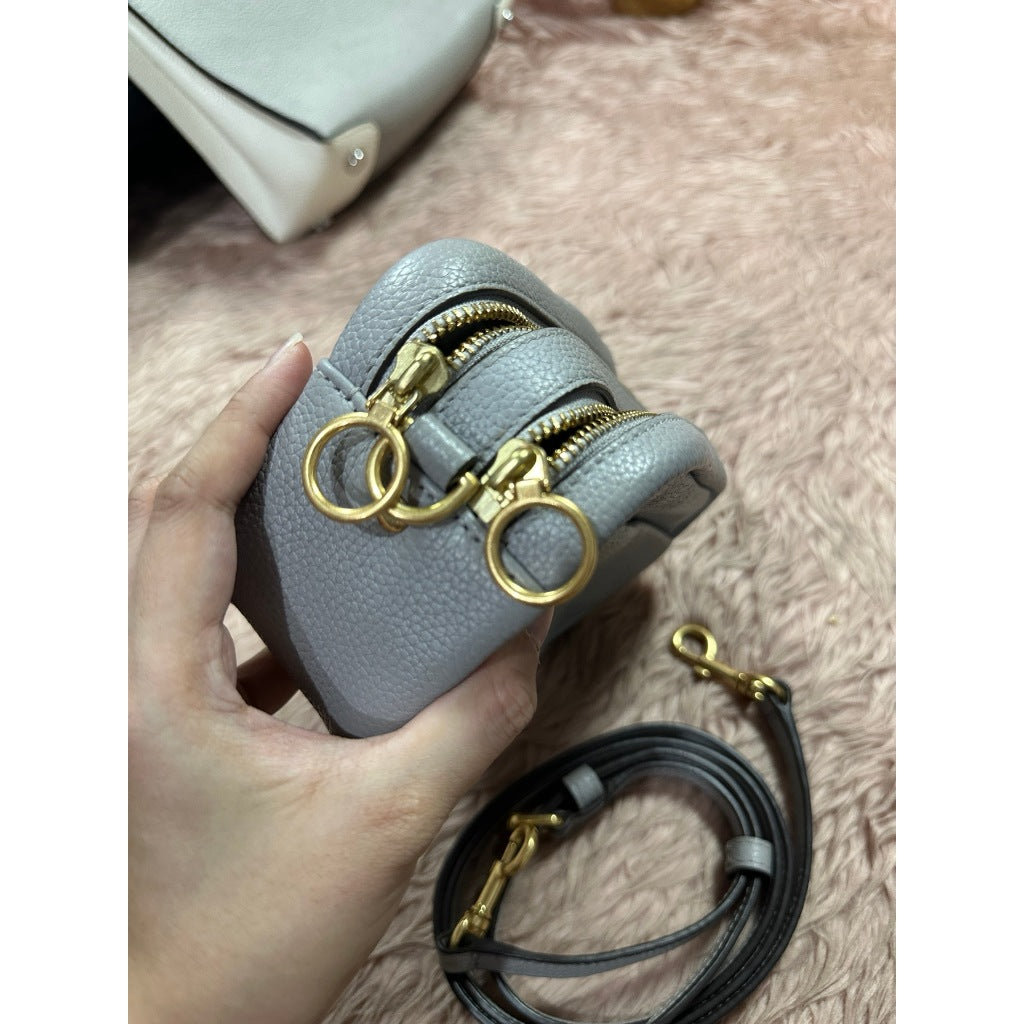 ORIG Preloved Tory Burch Perry Bombe Mini Bag Gray