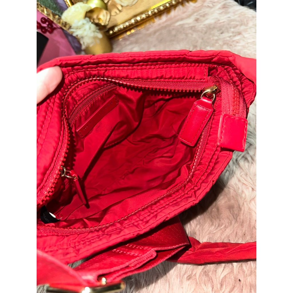 ORIG Preloved MJ Quilted Nylon Crossbody Small Bag in Cherry Red
