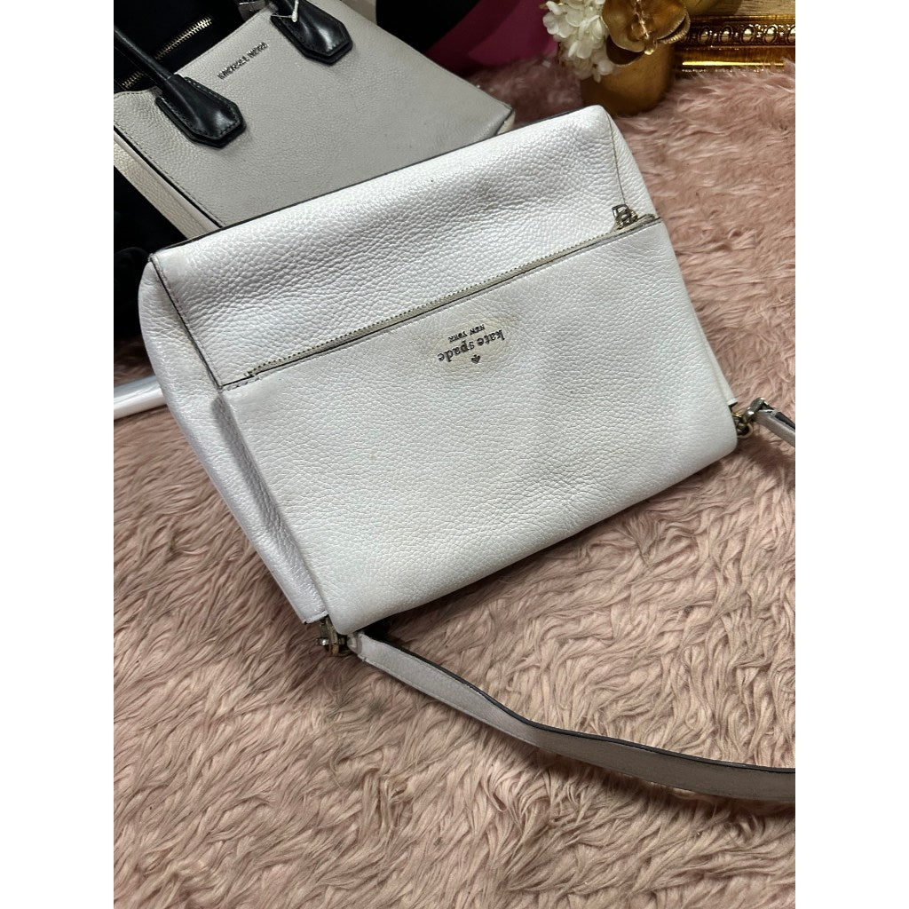ORIG Preloved REPAIRED KS Leila Medium Flap Shoulder Bag White