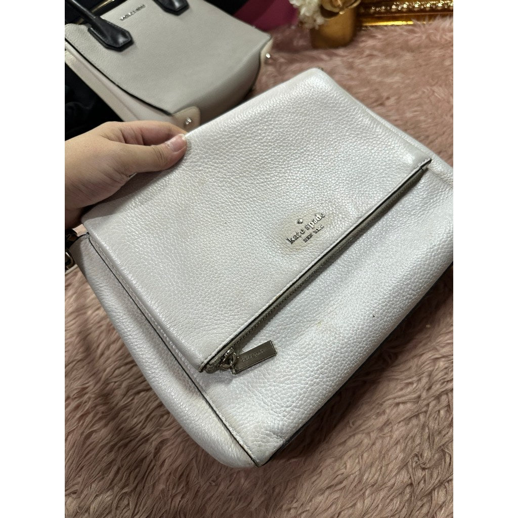 ORIG Preloved REPAIRED KS Leila Medium Flap Shoulder Bag White