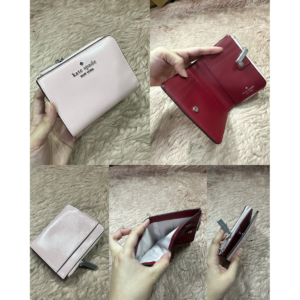 ORIG & IMPORTED KS Madison Small L Zip Bifold Slim Wallet Beige/Black/Maroon/Floral